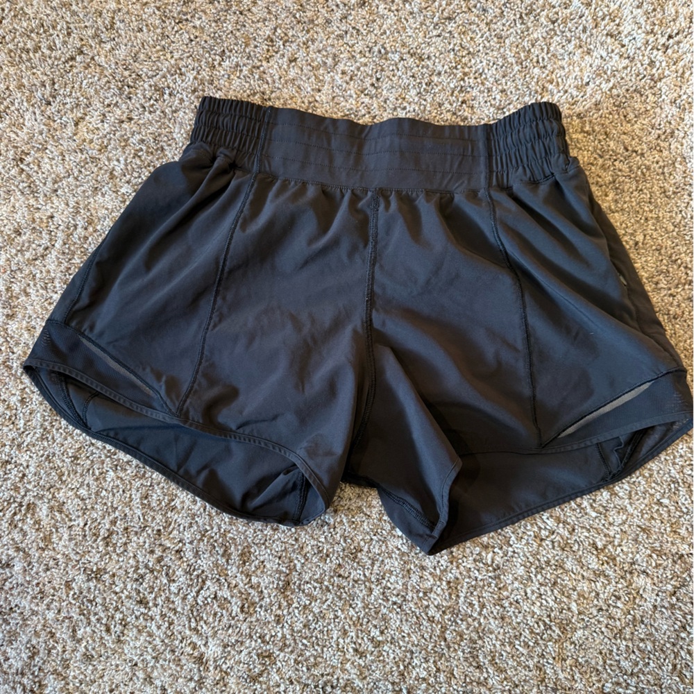 Black lulu lemon hotty hot shorts.  Worn once.  Great condition.